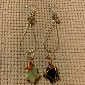 Star crystal wire wrapped earrings new handmade
